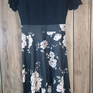 Floral Black and White Dress